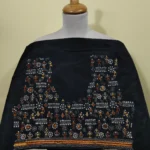 Black Silk Kantha Stitch Blouse Material For Women