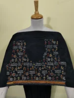 Black Silk Kantha Stitch Blouse Material For Women