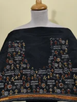 Black Silk Kantha Stitch Blouse Material For Women - Image 2
