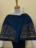 Silk Kantha Stitch Blouse Material – Tribal & Floral Peacock color - Image 4