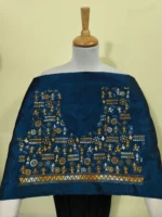 Silk Kantha Stitch Blouse Material – Tribal & Floral Peacock color