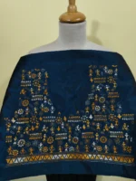 Silk Kantha Stitch Blouse Material – Tribal & Floral Peacock color - Image 2