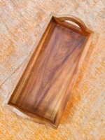 Wooden rectangular wooden plate for party gifts to hold food for the family. Has a handle to hold. - Image 4