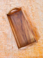 Wooden rectangular wooden plate for party gifts to hold food for the family. Has a handle to hold. - Image 2