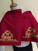 Red Premium Cotton Kantha Stitch Blouse Material - Image 5
