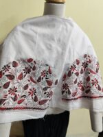 Premium Cotton Kantha Stitch Blouse Material White and multicolor - Image 3