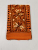 Handicraft Orange Kantha Stitch Cotton Blouse Material