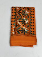 Handicraft Kantha Stitch Cotton Blouse Piece Material (Orange)