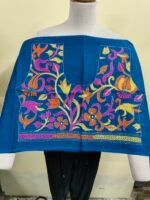 Premium Cotton Kantha Stitch Blouse Material – Floral Design Blue - Image 5