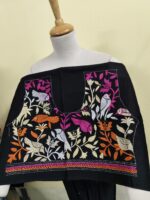 Premium Cotton Kantha Blouse Piece – Multicolour Bird & Floral Hand Embroidery - Image 3