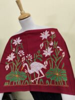 Premium Cotton Kantha Blouse Material – Heron Lotus flowers Motif - Image 2