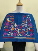 Blue Premium Cotton Kantha Stitch Blouse Material – Floral Design - Image 8