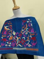 Blue Premium Cotton Kantha Stitch Blouse Material – Floral Design - Image 7