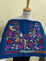 Blue Premium Cotton Kantha Stitch Blouse Material – Floral Design - Image 6