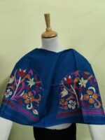 Blue Premium Cotton Kantha Stitch Blouse Material – Floral Design - Image 5