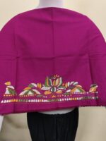 Purple Cotton Kantha Stitch Blouse Material – Hand Embroidered Lotus Border - Image 3