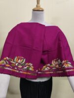 Purple Cotton Kantha Stitch Blouse Material – Hand Embroidered Lotus Border - Image 4