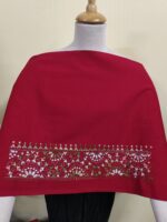 Premium Cotton Kantha Stitch Blouse Material Red - Image 4