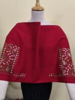 Premium Cotton Kantha Stitch Blouse Material Red - Image 3
