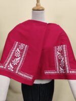 Premium Cotton Kantha Stitch Blouse Material Red - Image 4