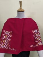 Premium Cotton Kantha Stitch Blouse Material Red - Image 3