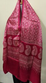 Ajrakh Modal Silk Stole Hand block (Mashru Silk) Pink - Image 2