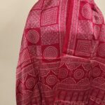 Ajrakh Modal Silk Dupatta Hand block (pink colour)