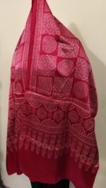 Ajrakh Modal Silk Dupatta Hand block (pink colour) - Image 2