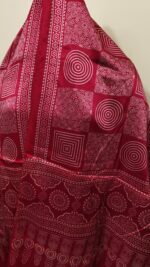 Ajrakh Modal Silk Dupatta Hand block (pink colour) - Image 3