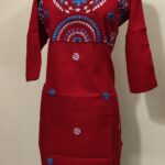 Cotton Kantha Stitch Kurti – Red