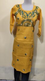 Cotton Kantha Stitch Kurti – Yellow