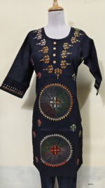 Kantha Long Kurti for ladies Black