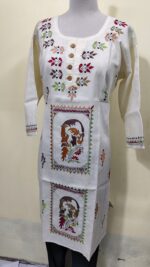 Hand-Embroidered Tagore Fictional Kantha Stitch Kurti - Image 2