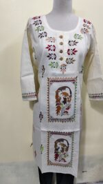 Hand-Embroidered Tagore Fictional Kantha Stitch Kurti - Image 3