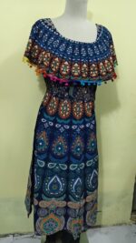 Multicolor Jaipuri Printed Cotton Rajasthani Traditional Maxi Long Dress - Image 4