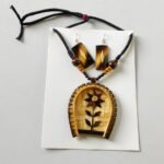 Handmade Bamboo Necklace Set with Earrings – Natural Craft Jewellery