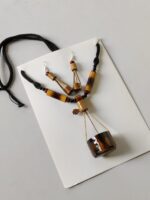Handmade Bamboo Hanging Ektara Pendant Necklace Set with Earrings - Image 2