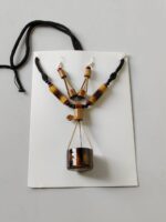 Handmade Bamboo Hanging Ektara Pendant Necklace Set with Earrings - Image 4