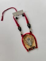 Bamboo Durga Pendant Necklace Set with Earrings – Traditional Folk Craft Jewellery - Image 3