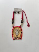 Bamboo Durga Pendant Necklace Set with Earrings – Traditional Folk Craft Jewellery