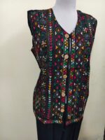 Cotton Kantha Stitch Sleeveless Jacket – Black Multicolor Embroidered - Image 5