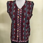 Cotton Kantha Sleeveless Jacket – Black with Red & White Embroidery