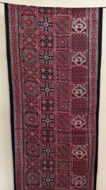 Ajrakh Handblock Mashru Modal Silk Stole/Dupatta – Black & Maroon Vintage Tile Motif - Image 3