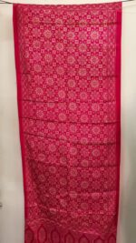 Ajrakh Mashru Modal Silk Stole – Ruby Pink Traditional Minakari Pattern - Image 3