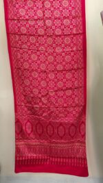 Ajrakh Mashru Modal Silk Stole – Ruby Pink Traditional Minakari Pattern - Image 2