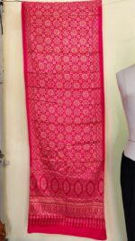 Ajrakh Mashru Modal Silk Stole – Ruby Pink Traditional Minakari Pattern