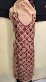 Premium Pure Cotton Kantha Stitch Salwar Suit Material (Cream & Maroon) - Image 2