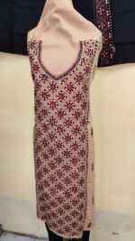 Premium Pure Cotton Kantha Stitch Salwar Suit Material (Cream & Maroon) - Image 3