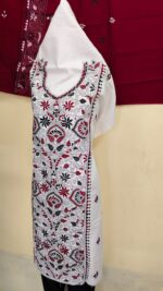 Premium Pure Cotton Kantha Stitch Salwar Suit Material (White, Maroon & Black) - Image 3