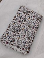 Printed Cotton Fabric (By Meter) – Multi-Use Dress & Blouse Material White Craft Work - Image 2